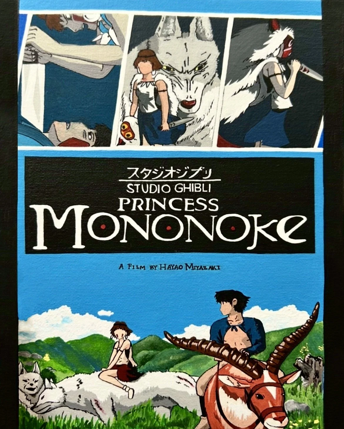 Princess Mononoke, from Studio Ghibli, inspired Acrylic painting.