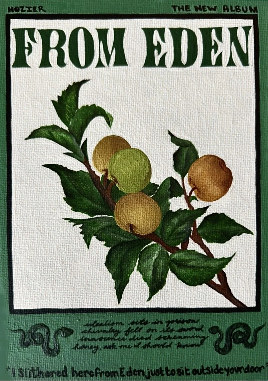 Acrylic painting inspired by Hozier's music and his song "From Eden"