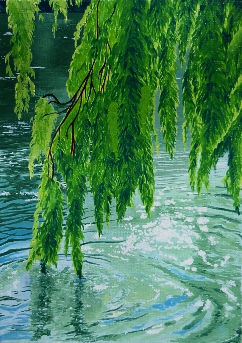 Our March Print. This is the green themed weeping willow print, a gorgeous scene. Made by Kyleigh