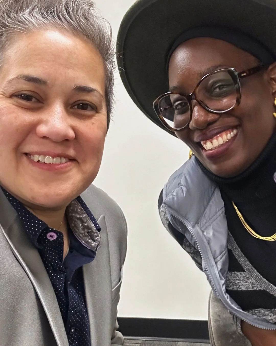 Artists Atinuke Adeleke and Cher Musico smile in a selfie