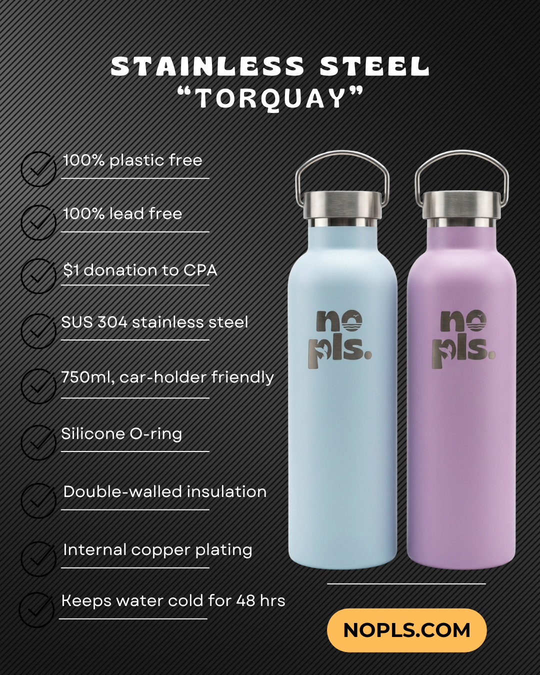 Torquay - 100% Plastic & Lead Free | Double-Wall (Copper-Plated) Insulated Stainless Steel