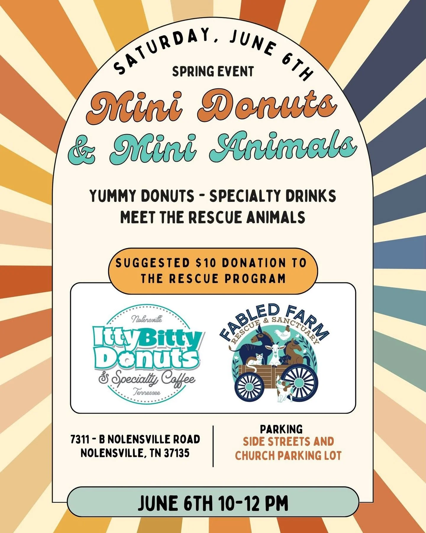 ☕🐐🍩 Mini Donuts &amp; Mini Animals? Count us in!

Join Fabled Farm Rescue &amp; Sanctuary and @ittybittydonuts for a sweet morning filled with delicious donuts, specialty drinks, and some of our adorable rescue animals!

📅 Saturday, June 6
⏰ 10:00