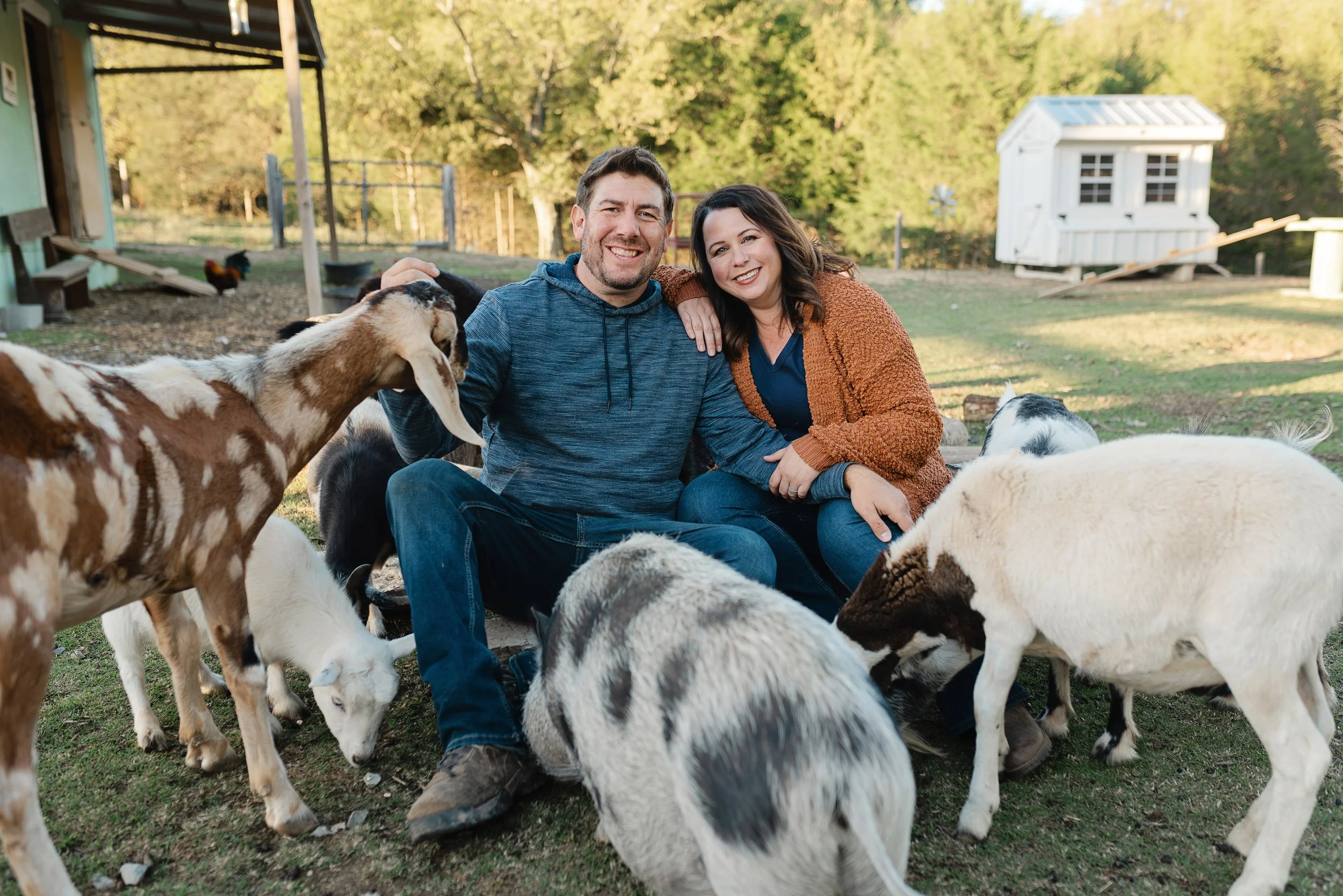 April and Bryan with rescue animals