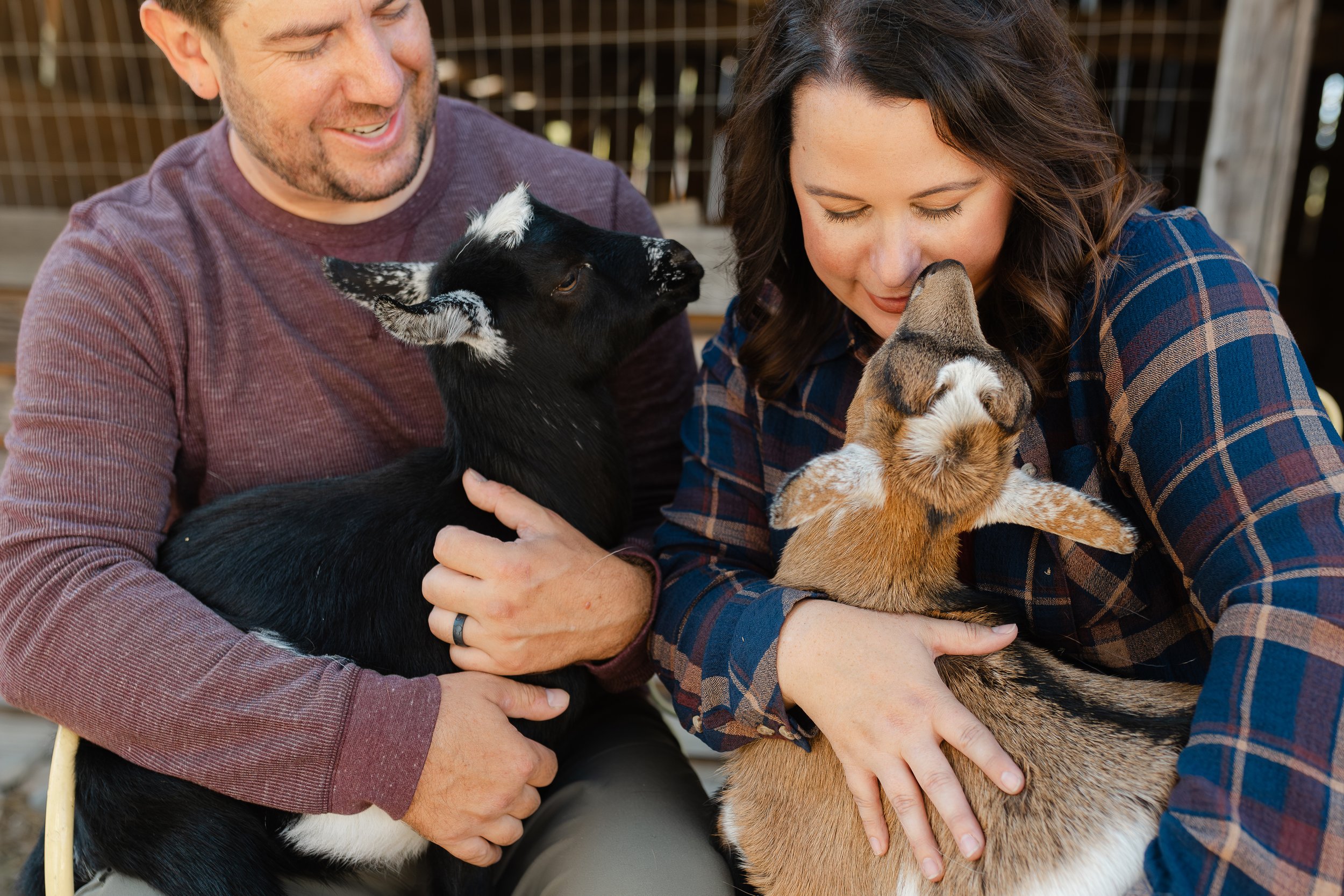 April and Bryan with baby goats