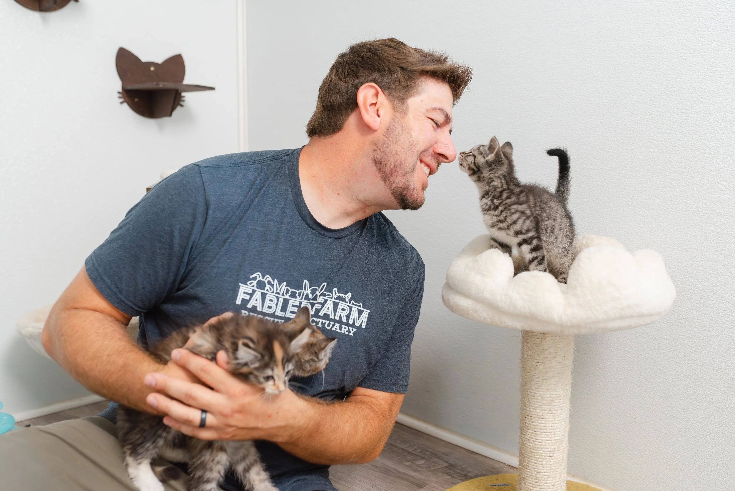 Bryan with rescue kittens