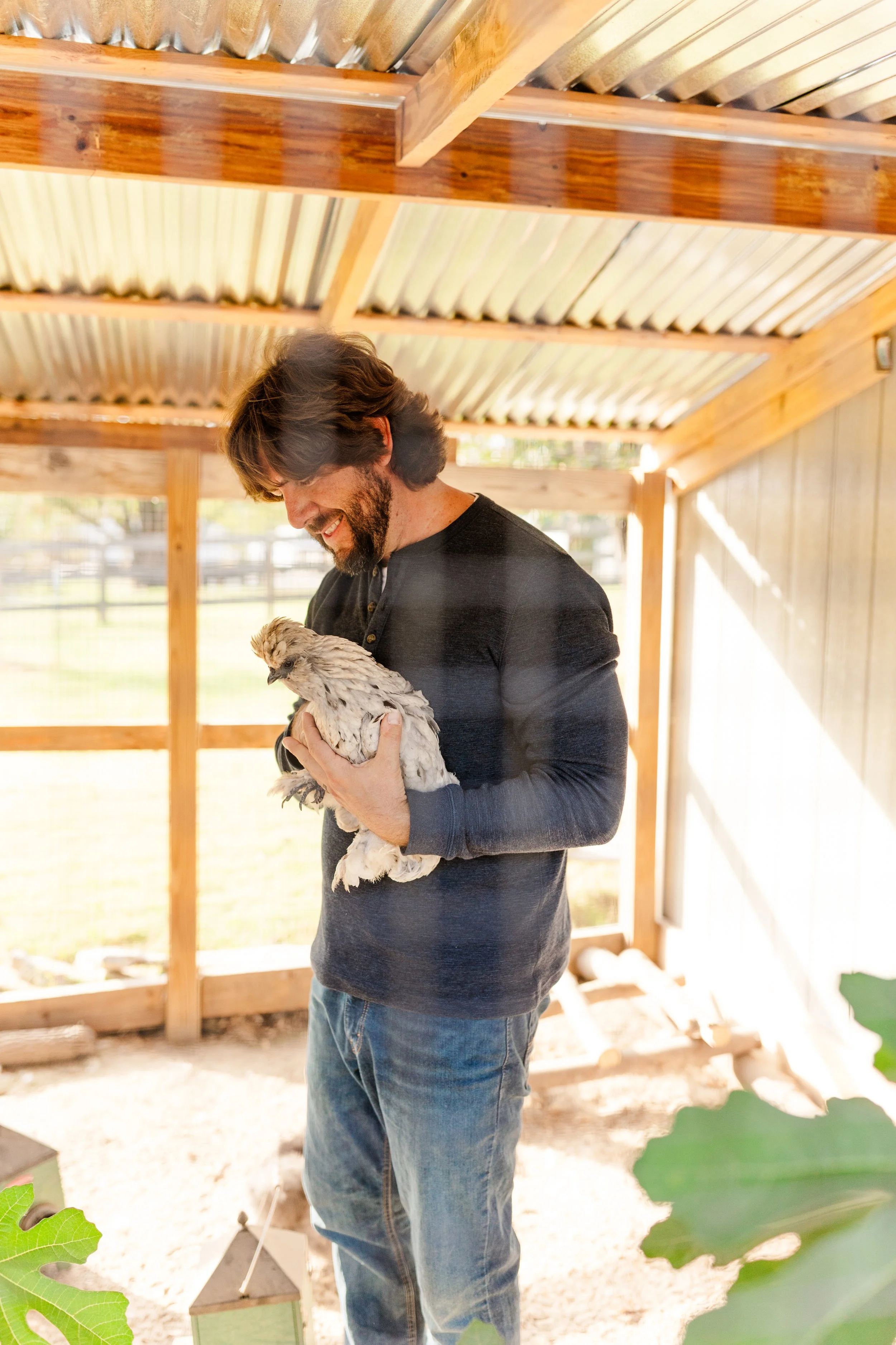Bryan with Silkie Chicken