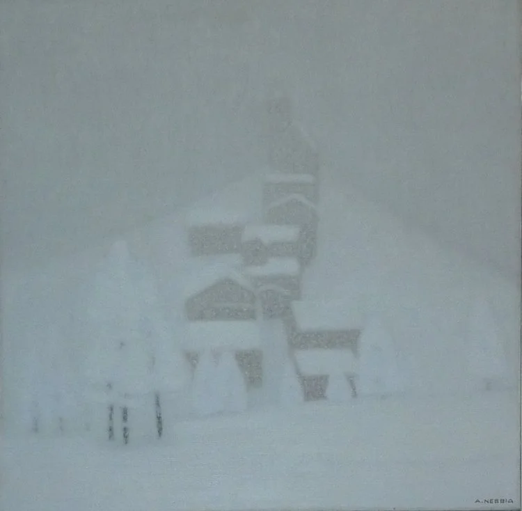 Nevicata a Colle Santa Lucia - 1965 - 60x60
