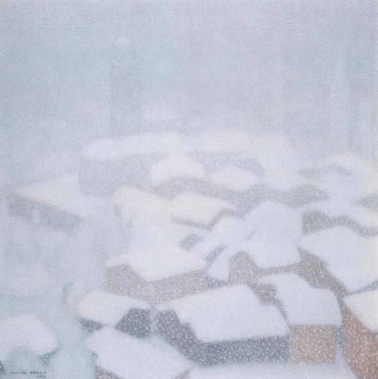 Nevicata a Soglio - 1970 - 70x70