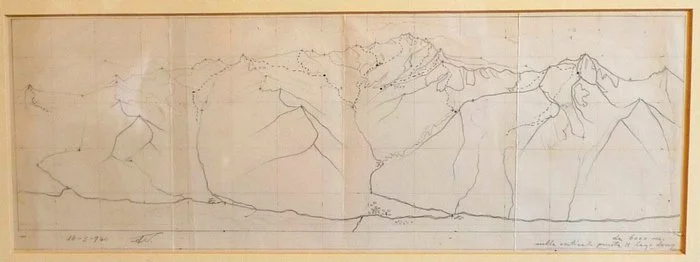 Gran Paradiso, schizzo a matita, da 6.000 m, 1940,