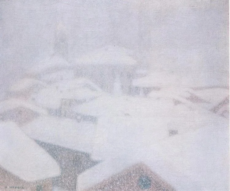 Nevicata a Courmayeur - 1959 - 50x60