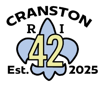 Cranston RI Troop 42 logo with a fleur-de-lis symbol.