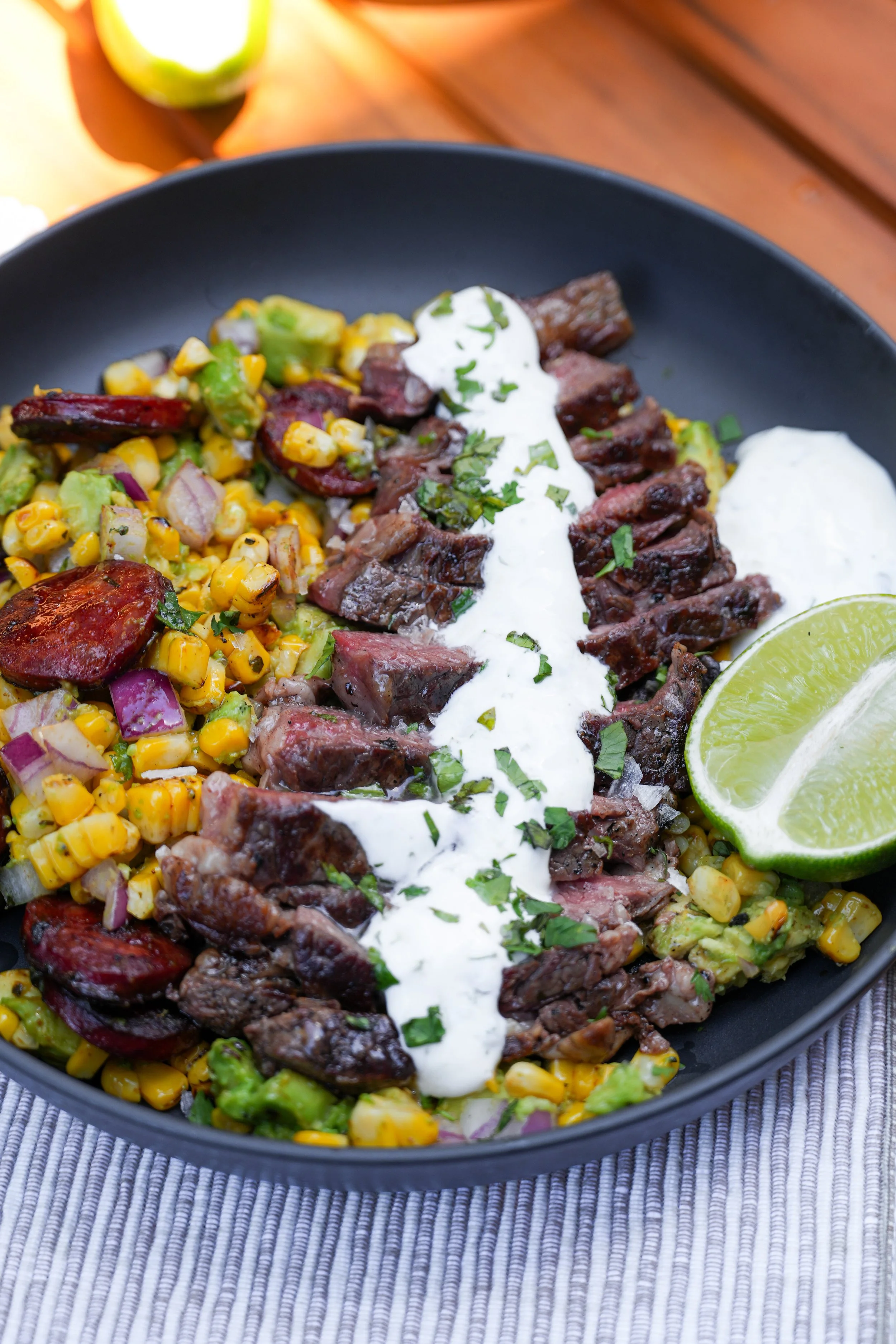 Steak with Charred Corn Salad 