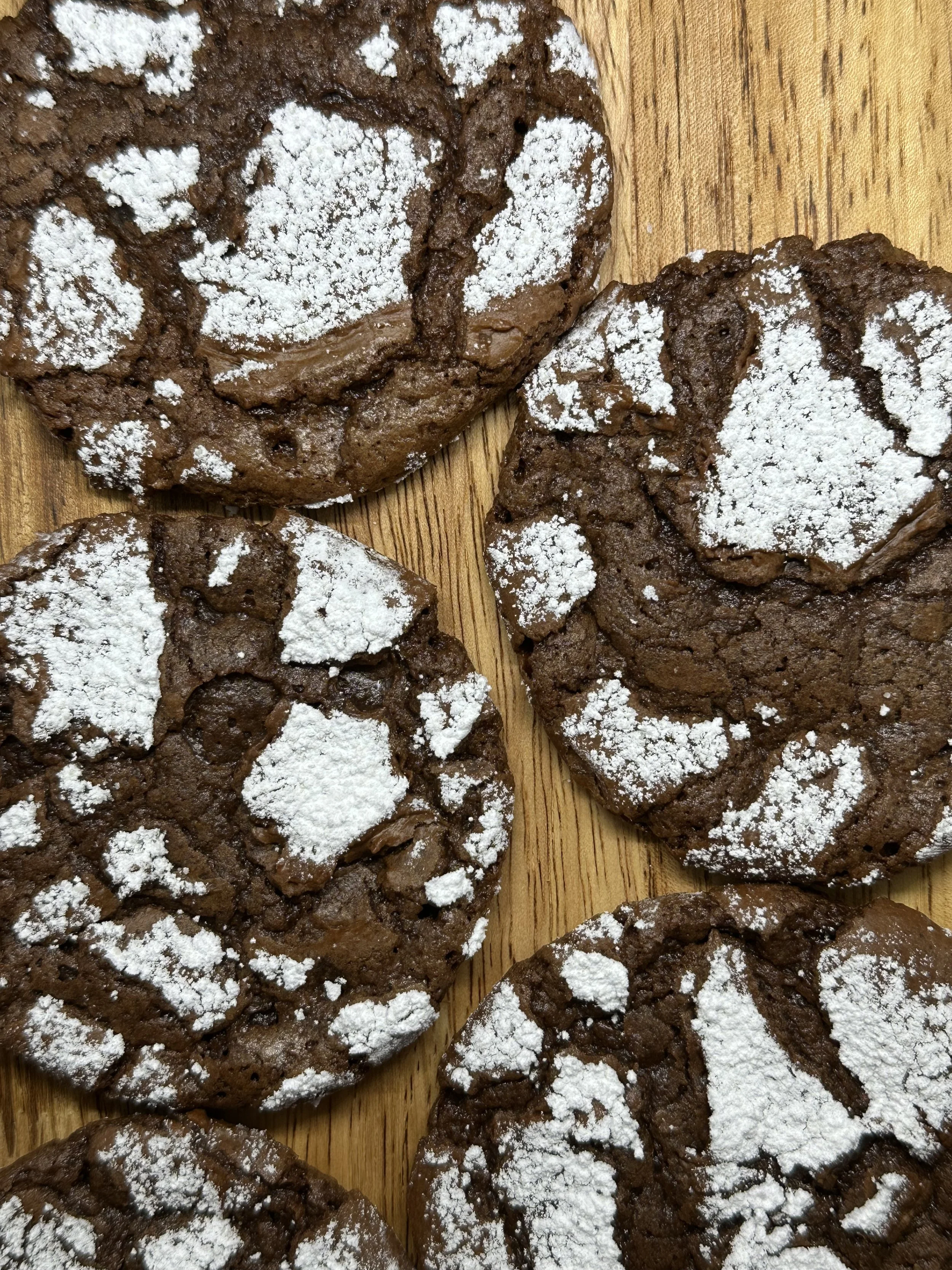 Chewy Chocolate cookie dusted with powdered sugar