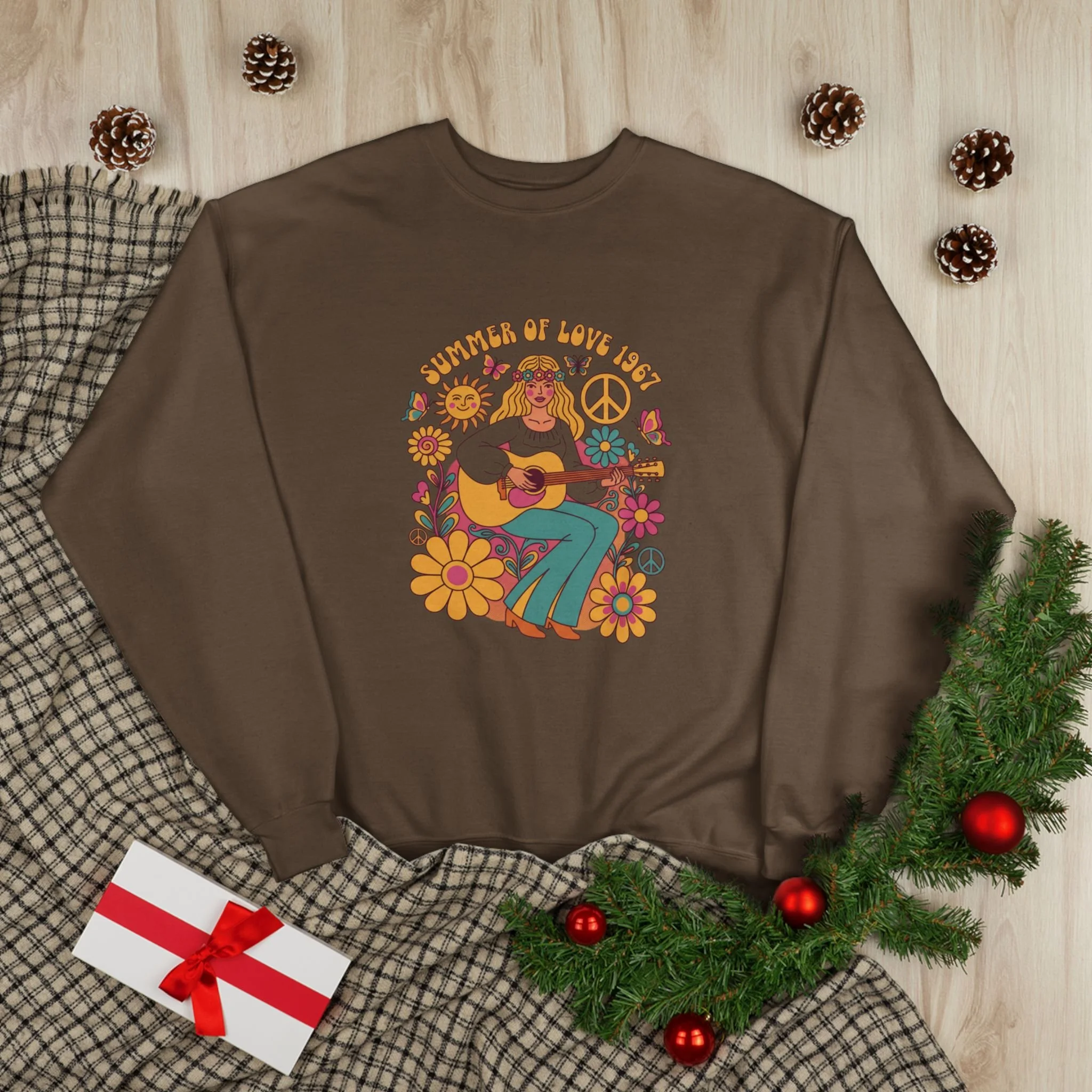 Summer of Love 1967 Guitar Woman Crewneck Sweatshirt