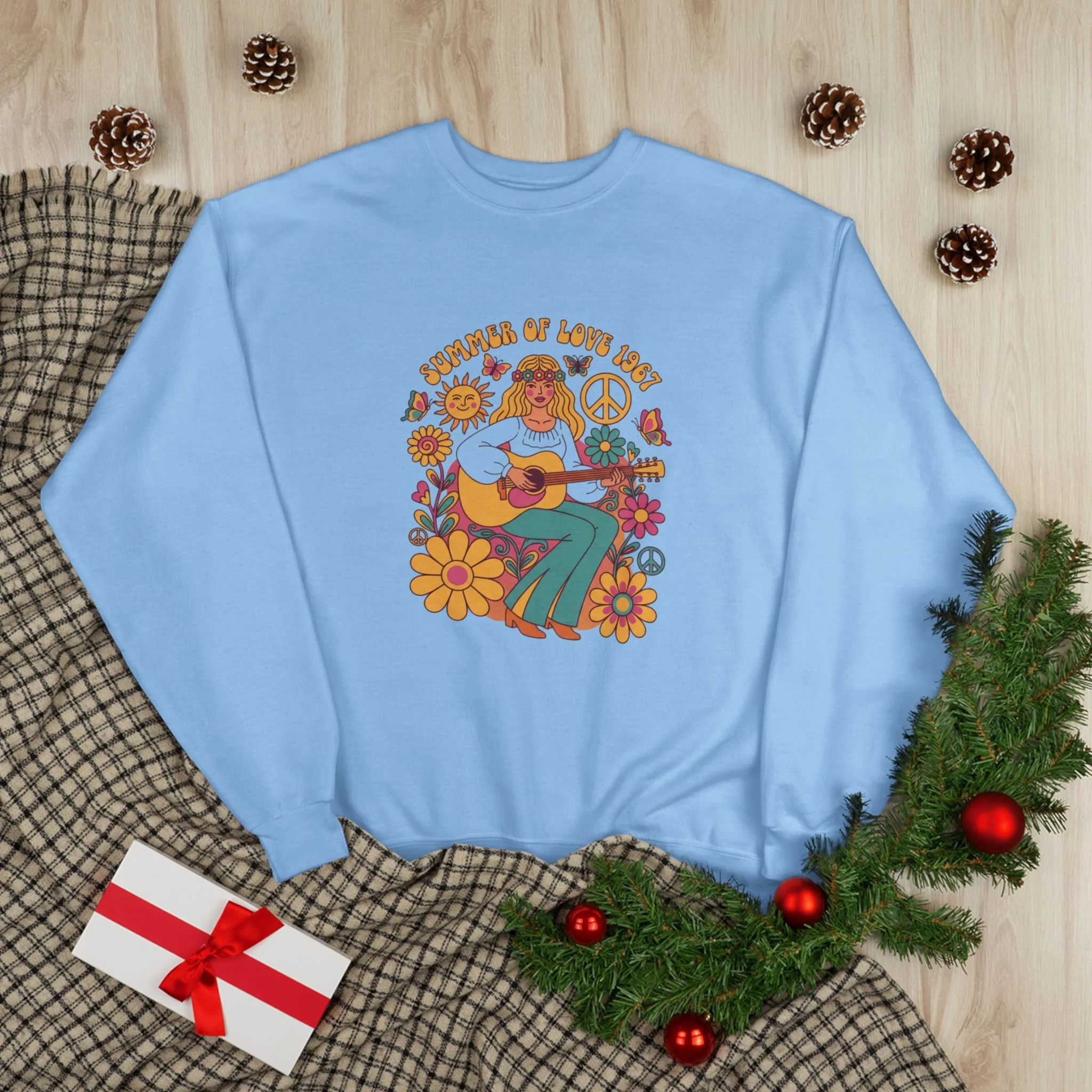 Summer of Love 1967 Guitar Woman Crewneck Sweatshirt