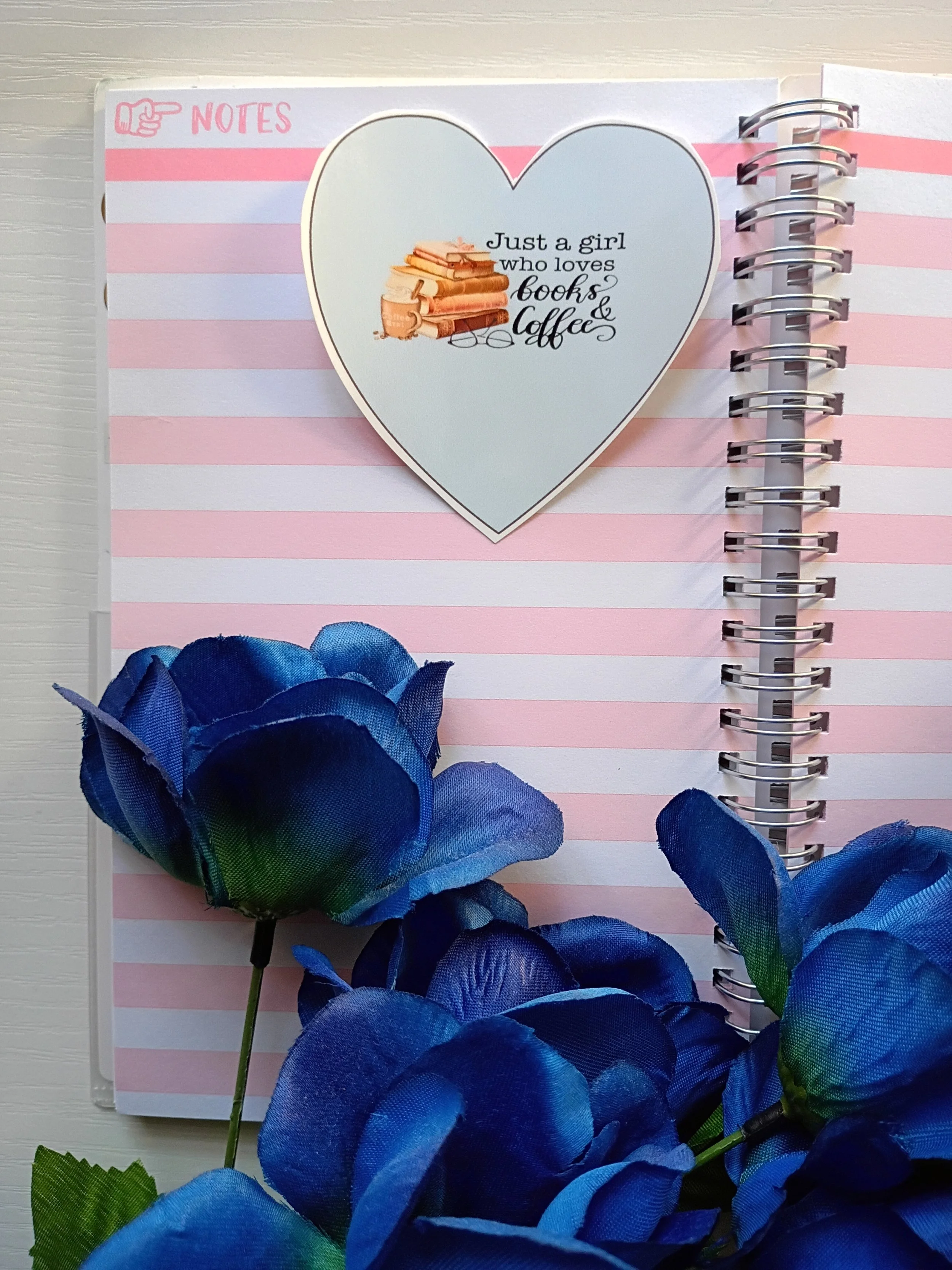 Heart-Shaped Book and Coffee Lover's Sticker