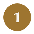 A brown circle with the number 1 in white inside.