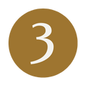 Number three inside a brown circle