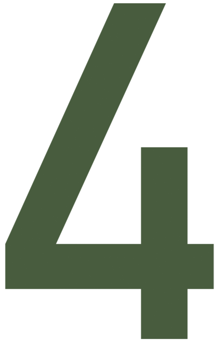 Large green number 4 on a black background
