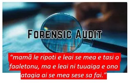FORENSIC AUDIT MUST BE MADE PUBLIC NOW