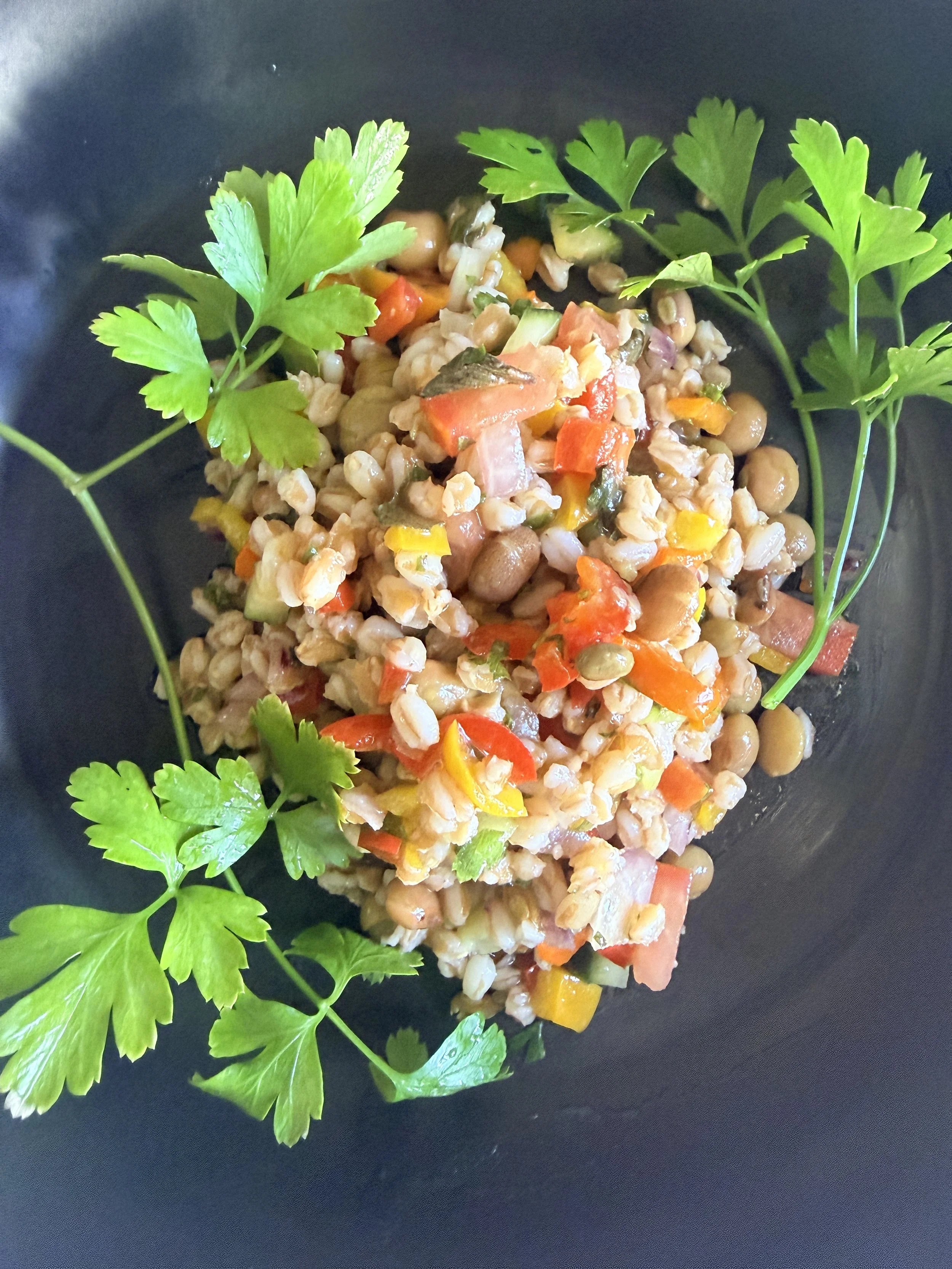 Mediterranean Roots, Puerto Rican Soul: The Farro Spring Salad