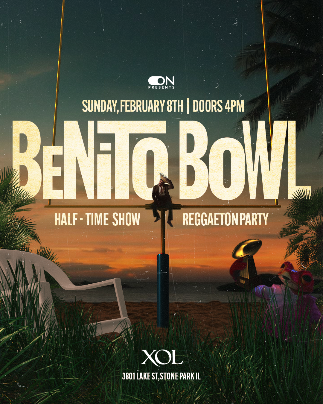Benito Bowl In Chicago! Bad Bunny SUuperbowl Watch Party, Enjoy the game while partying w reggaeton all night and watch bad bunny half time show!