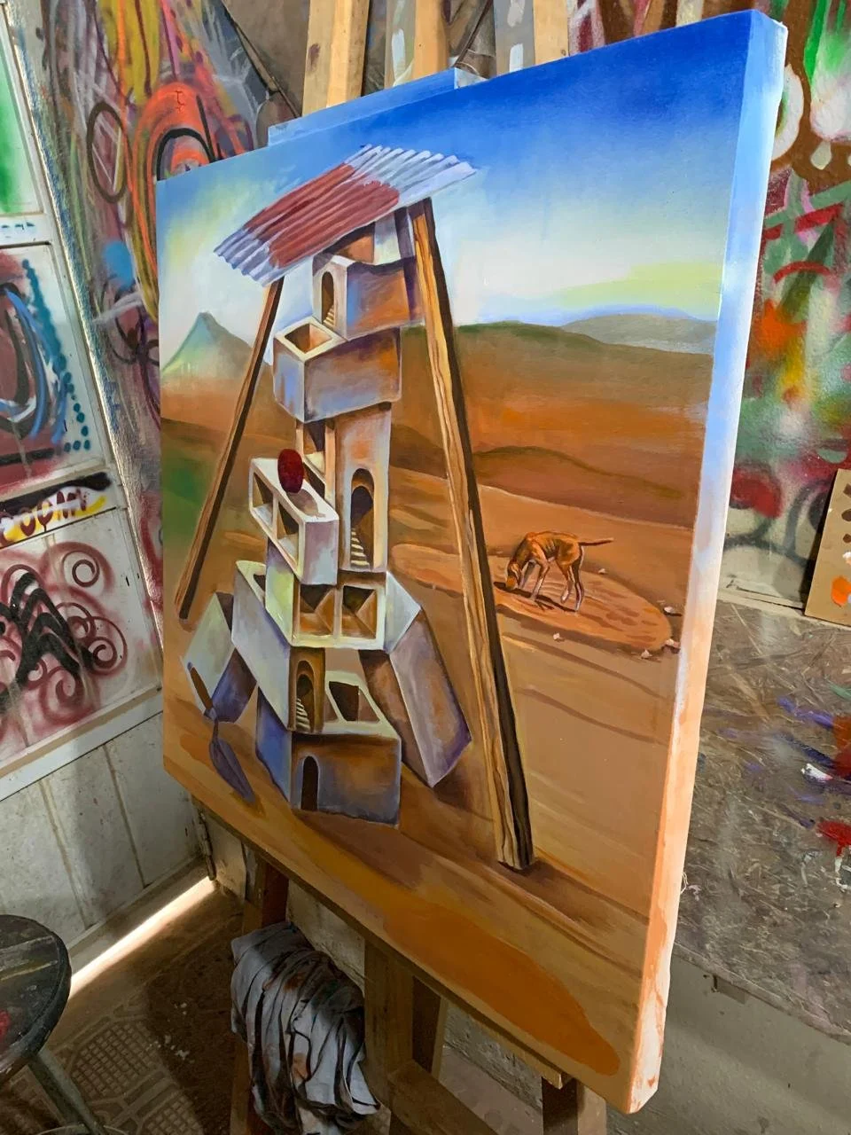 elaborando pintura Babel.jpeg