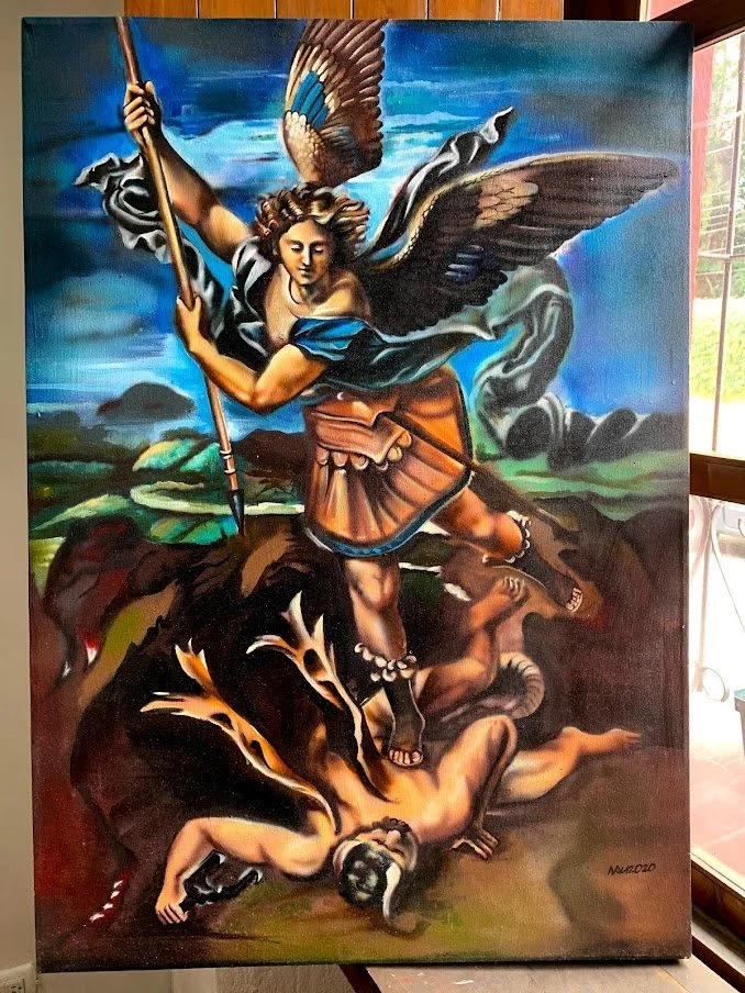 Pintura de San Miguel Arcángel Para residencia en Antigua Guatemala 2019