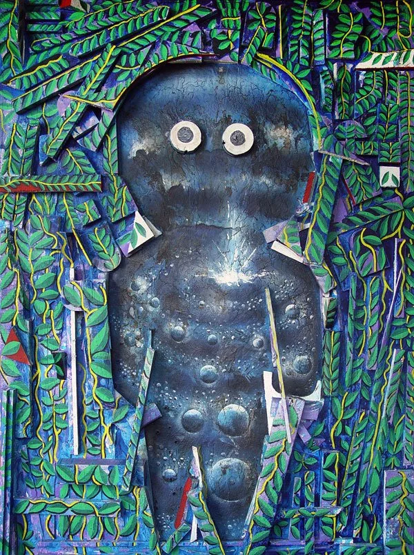 Titulo: Niño Universo
Técnica: Madera sobre acrílico.
Medidas: 140 cm X 120cm
Año: 2009