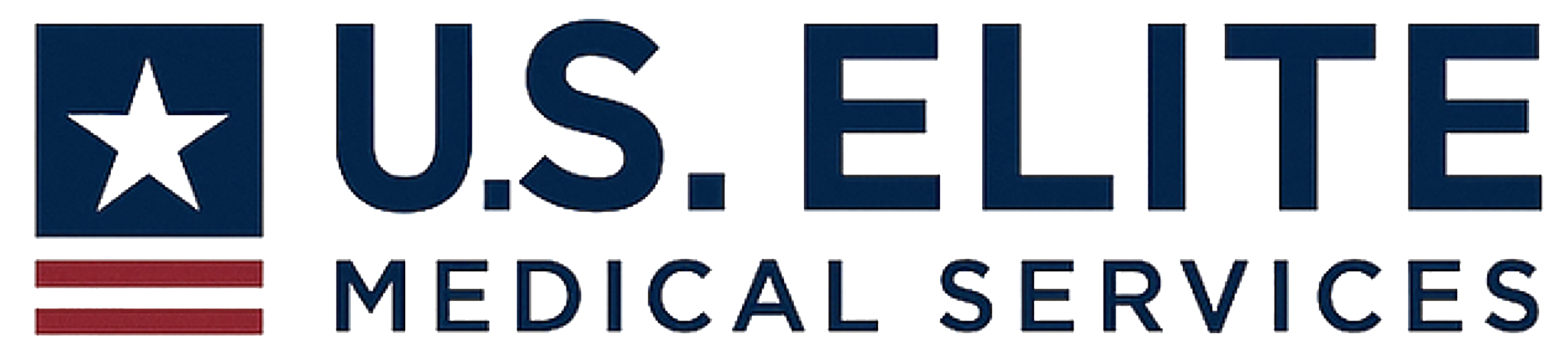 Logo for U.S. Elite Medical Services featuring a star and red stripes on the left.