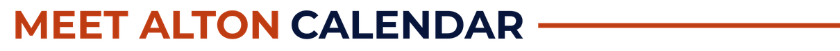 Text that says 'Meet Alton' in colorful letters. It says 'Calendar' in blue.