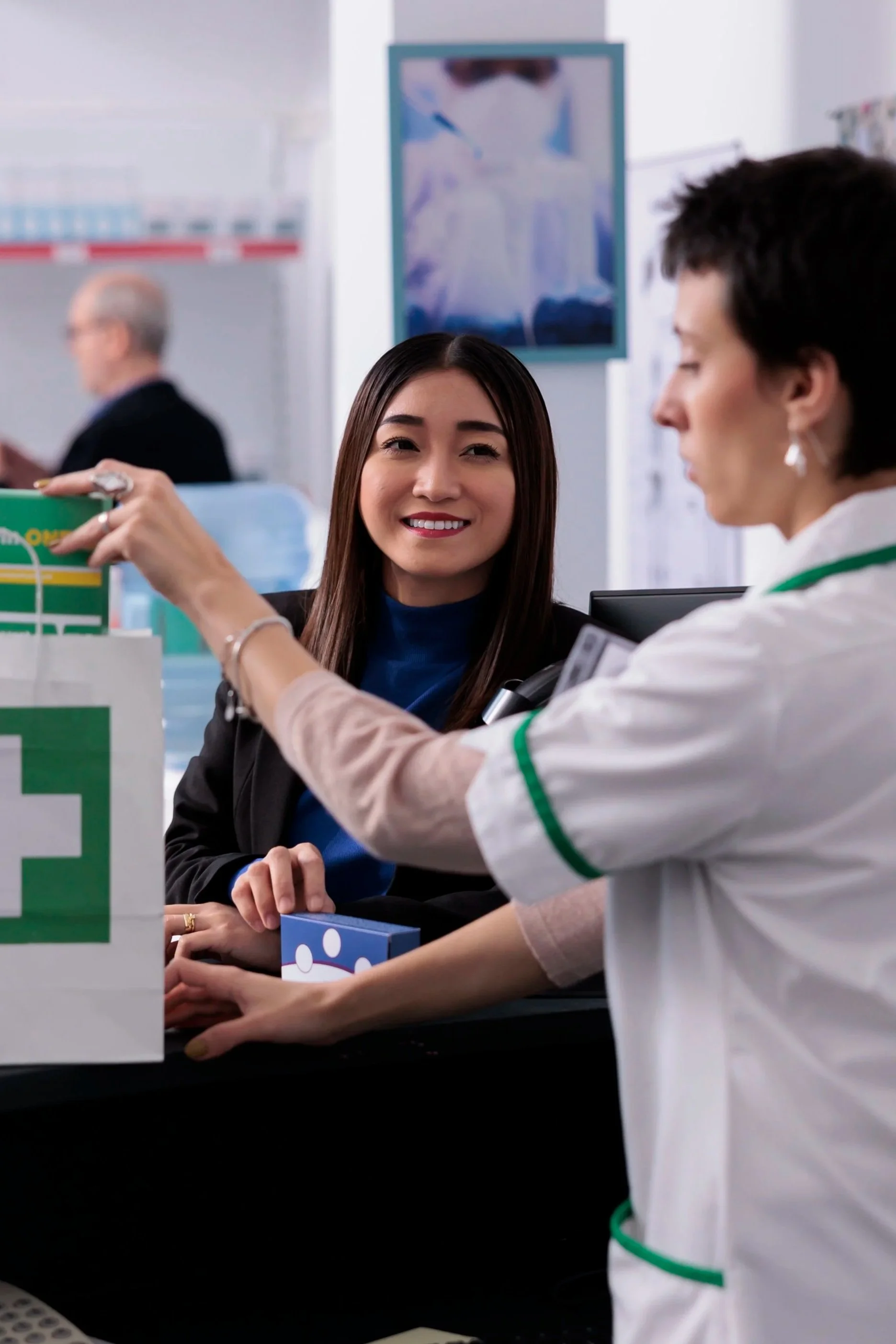 Pharmacy helping patients.