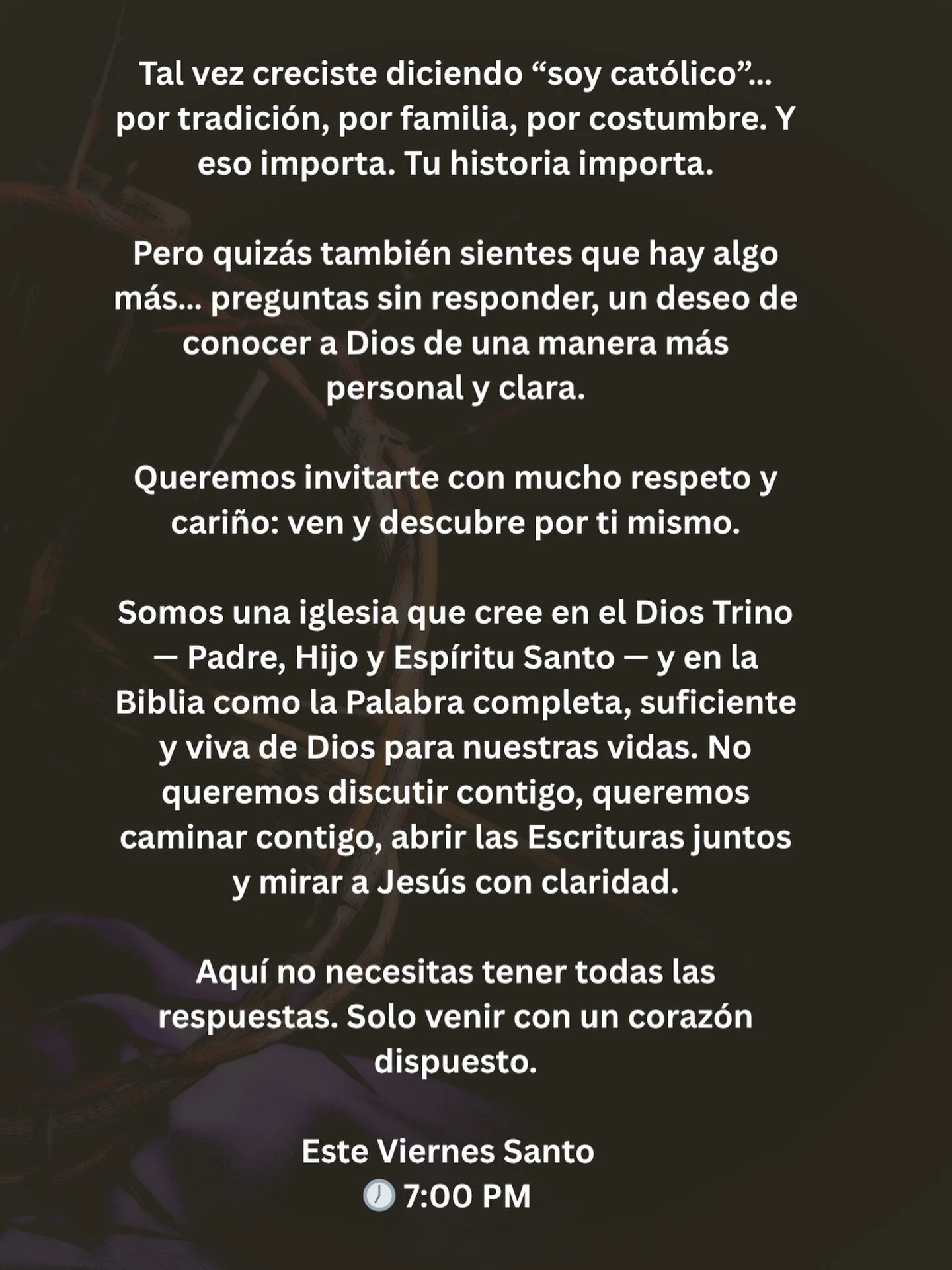 Te invitamos &mdash; &iexcl;eres bienvenido!

Estamos aqu&iacute; con gozo y disposici&oacute;n para caminar contigo en tu camino de fe.
&iquest;No sabes a d&oacute;nde ir? &iquest;Buscas una iglesia donde congregarte? &iquest;Tienes preguntas y sien