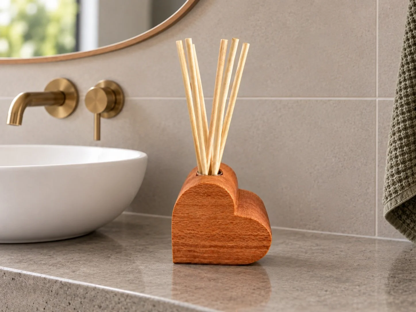 Silky Oak Heart - vase, diffuser, art