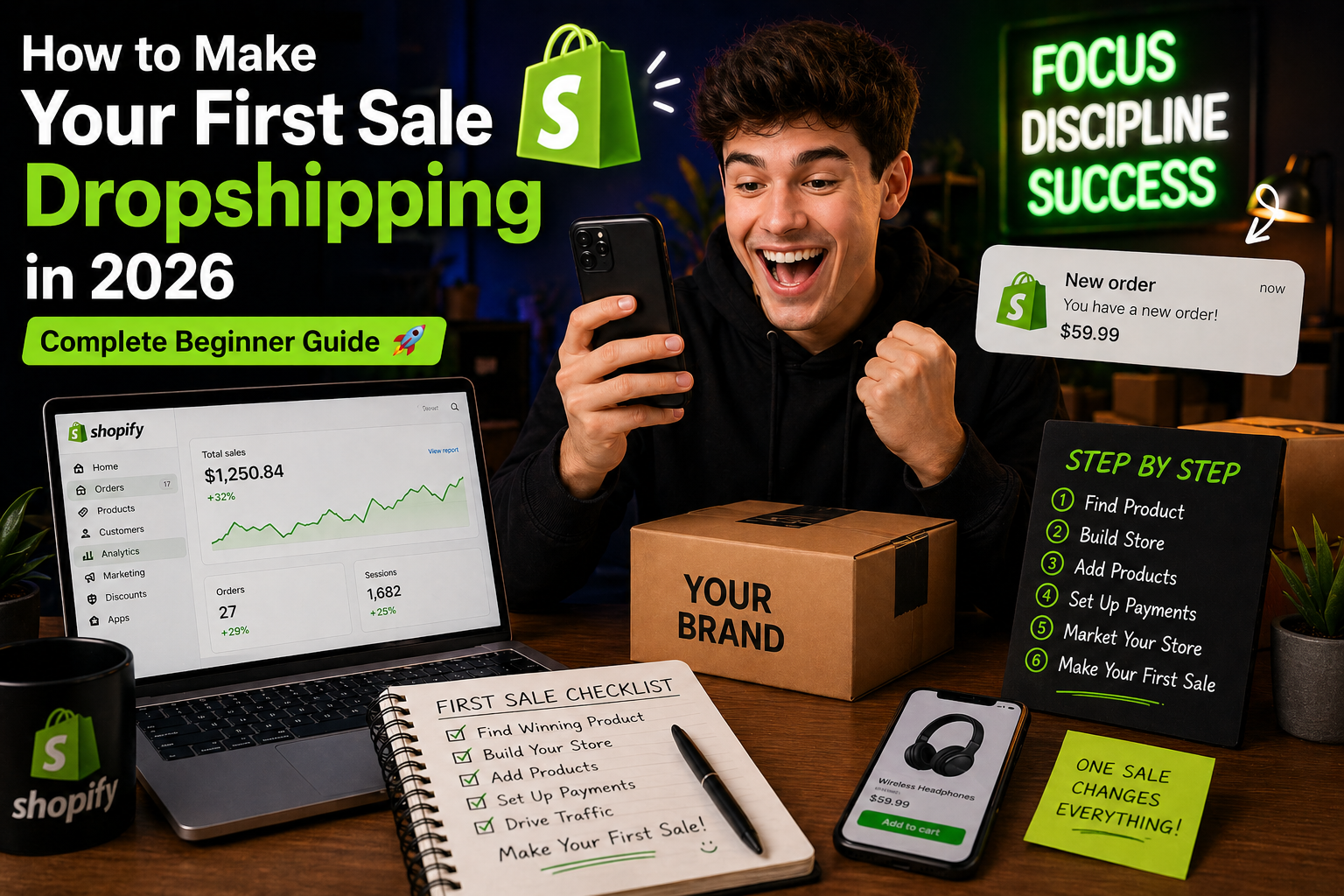 How to Make Your First Sale Dropshipping in 2026 — Complete Beginner Guide