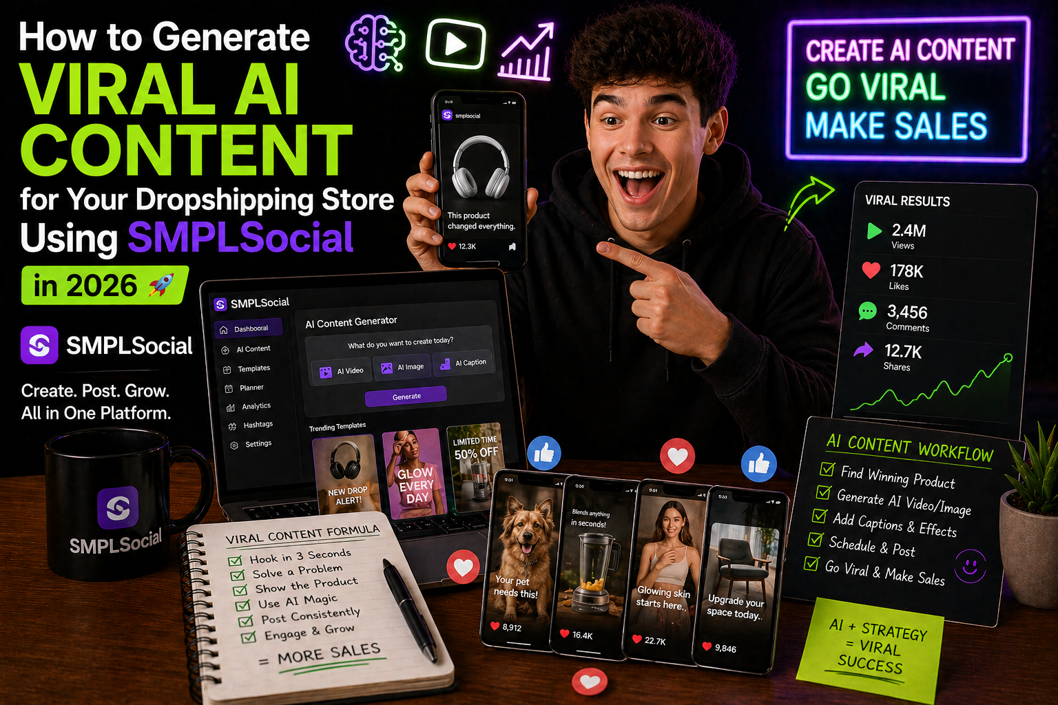 How to Generate Viral AI Content for Your Dropshipping Store Using SMPLSocial in 2026