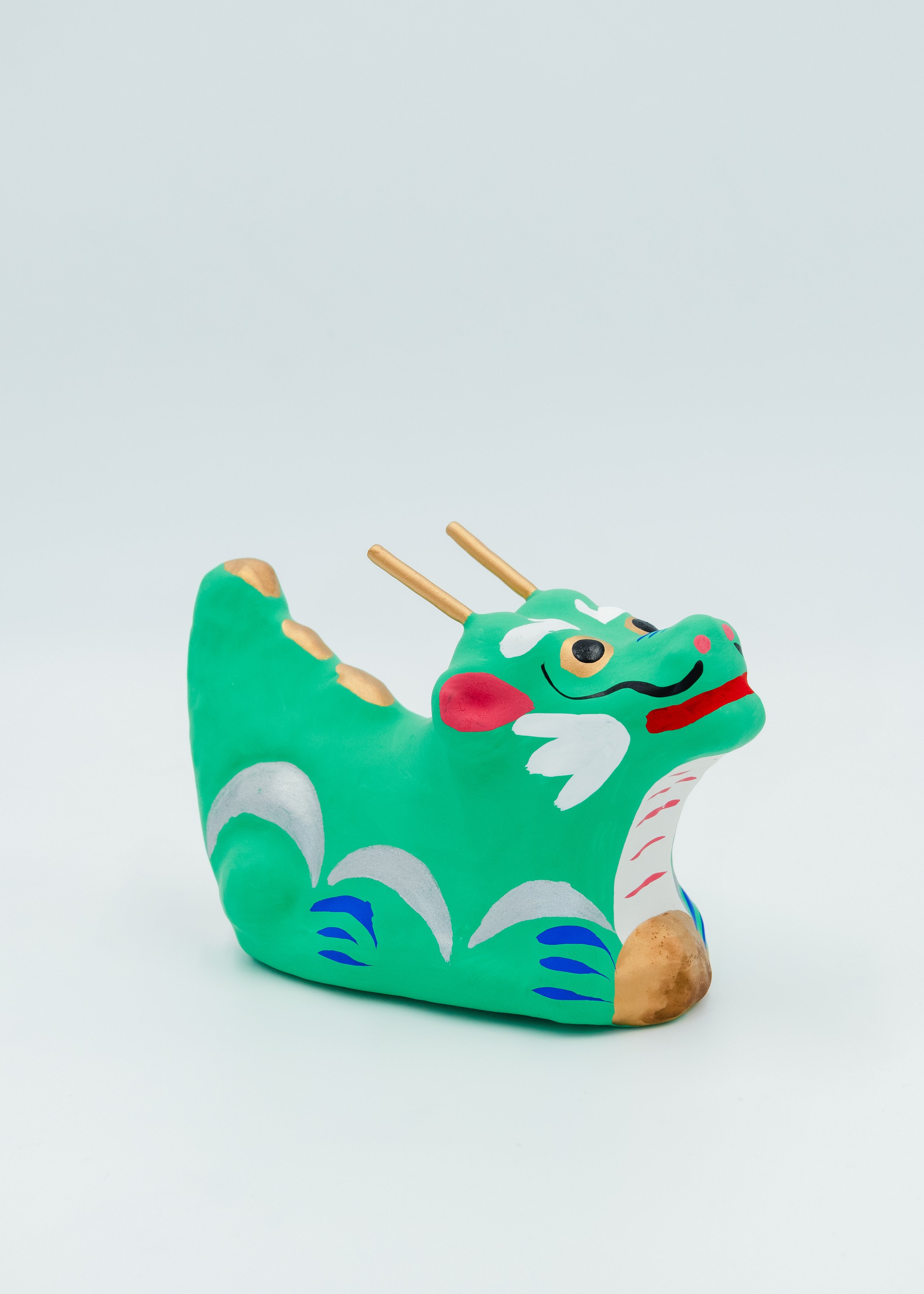 Japanese hariko dragon statue handmade paper craft lucky charm for new year mingei folk art object