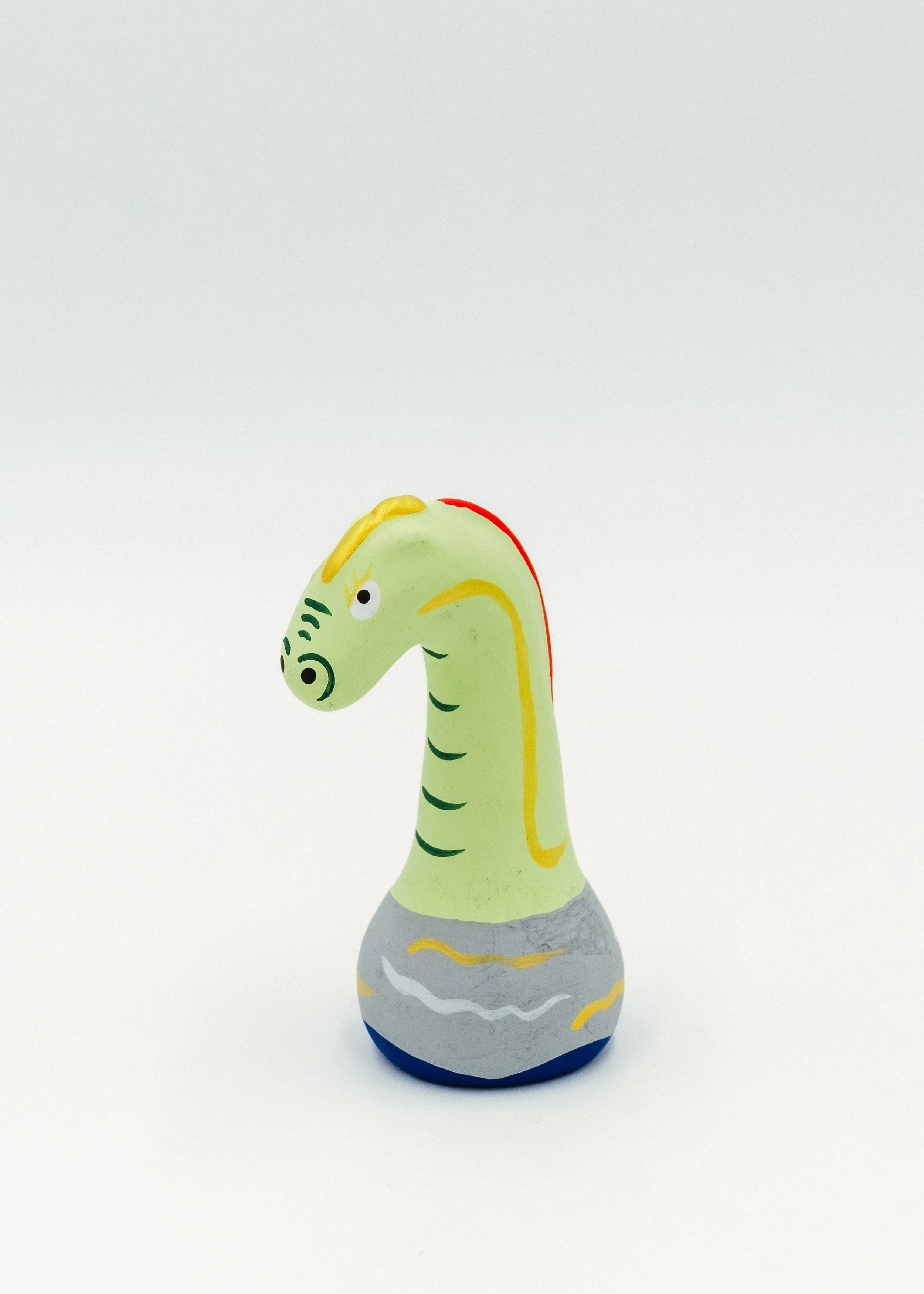 Surreal Japanese ceramic dragon object hand painted mingei pottery snake like shape vintage interior decor