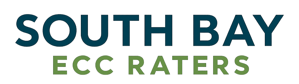 South Bay ECC Racers logo with stylized 3D text in blue and green colors.