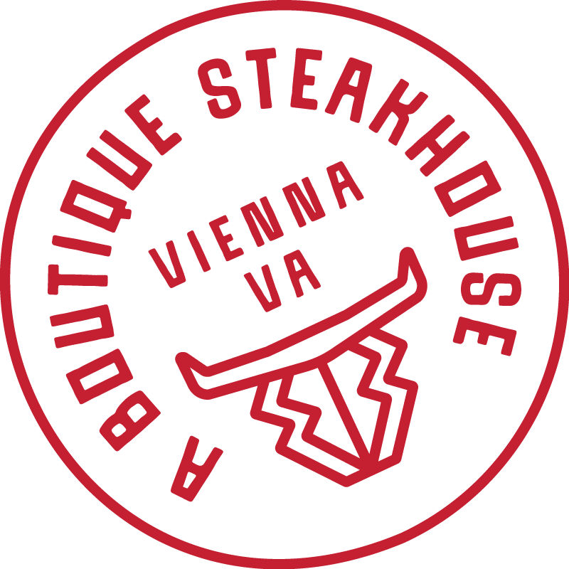 Red circular logo for Electric Bull steakhouse featuring the name of the restaurant in a circular arrangement, with a stylized steak graphic in the center and the location "Vienna VA" displayed.