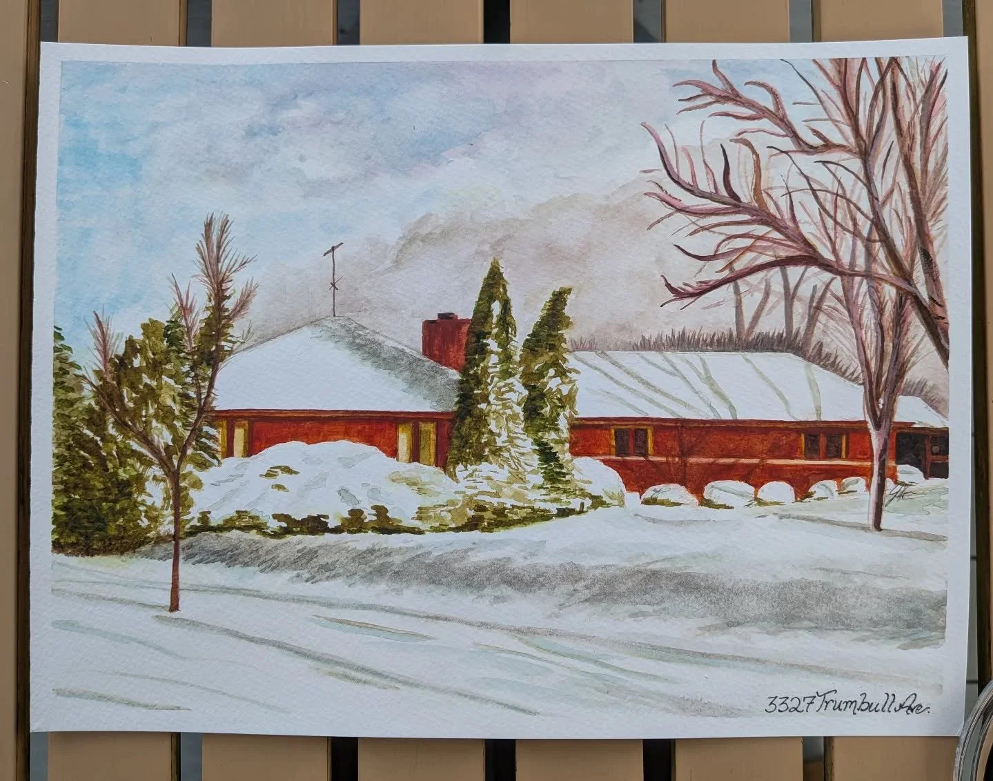 Another special commission from this Spring....my husband's childhood home as it was when his mom and aunt lived there as children. ❤️ 
@lindachrapczynski 

#watercolorpainting #architecturepainting #memorypaintings #commissionart #watercolorart