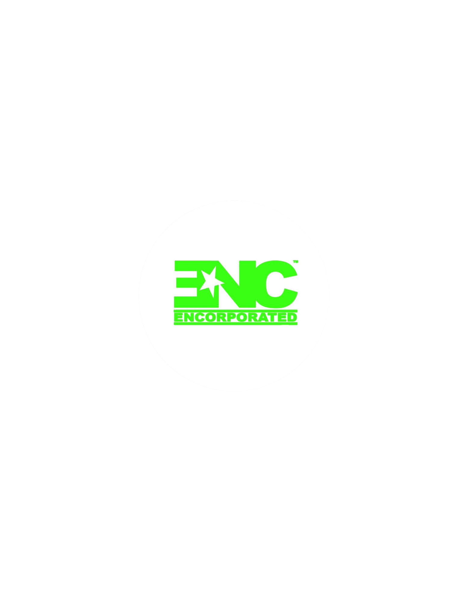 A logo with green text that says "ENCORPORATED" underneath a stylized design of the letters "ENC" with a star in the middle.