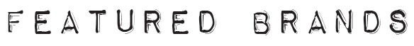 Text reading 'FEATURED BRANDS' in black, distressed font on a white background.