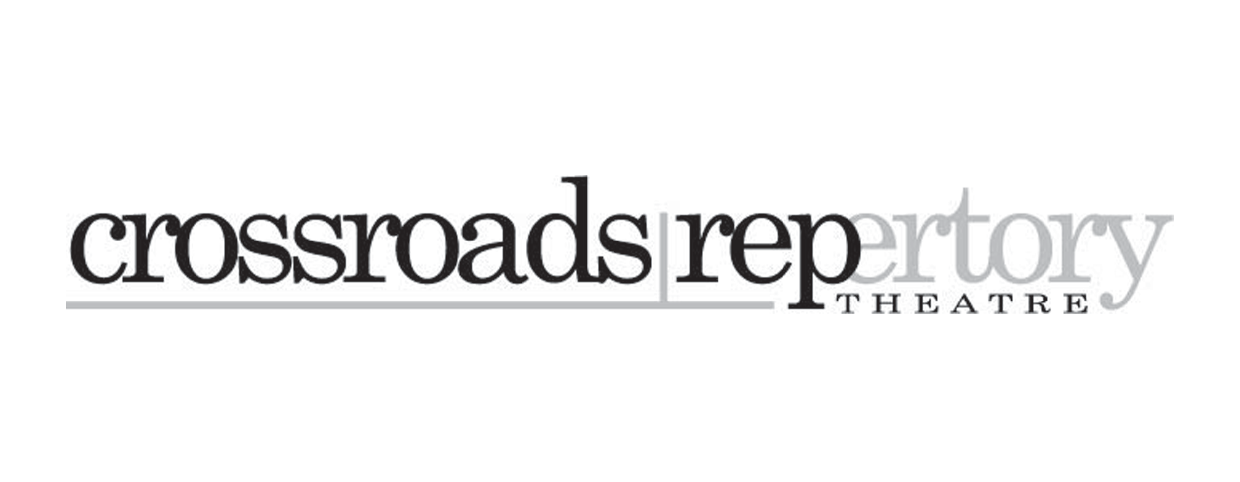 Crossroads Repertory Theatre logo with stylized text and a gray underline.