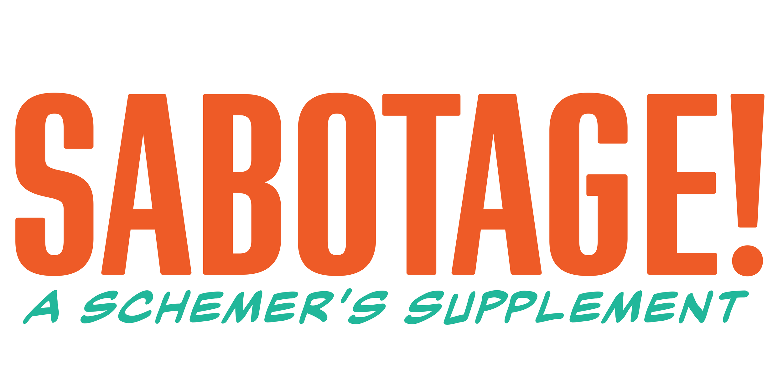 Logo for Sabotage! A Schemer's Supplement with large orange text and green tagline.