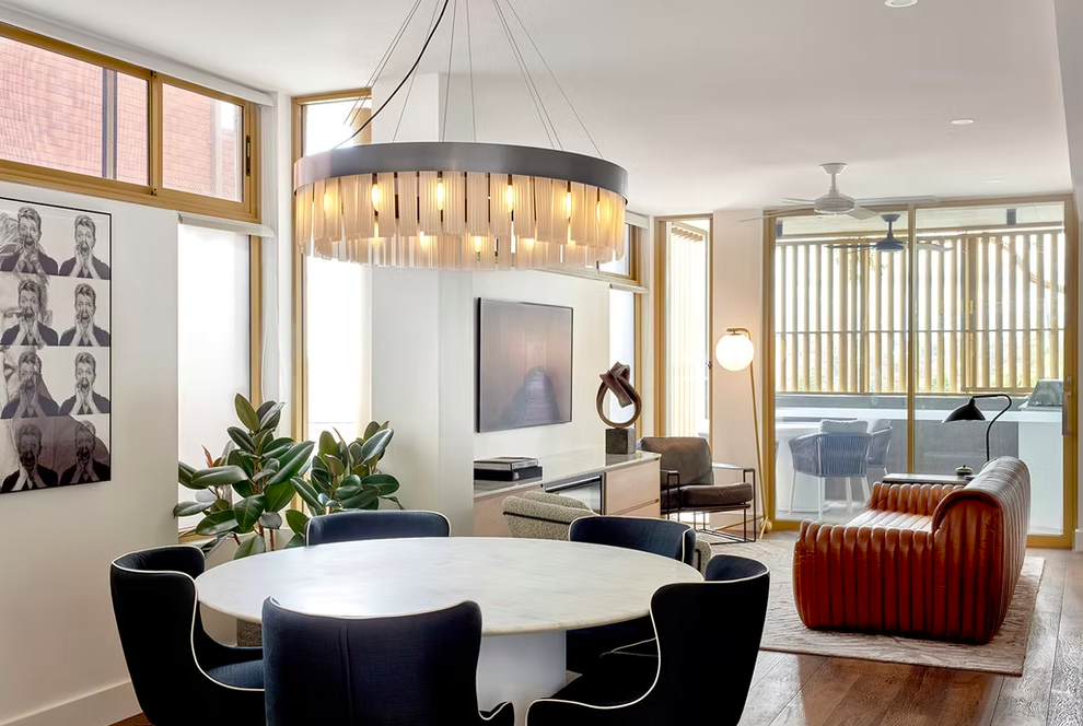 living room, dining room, lighting