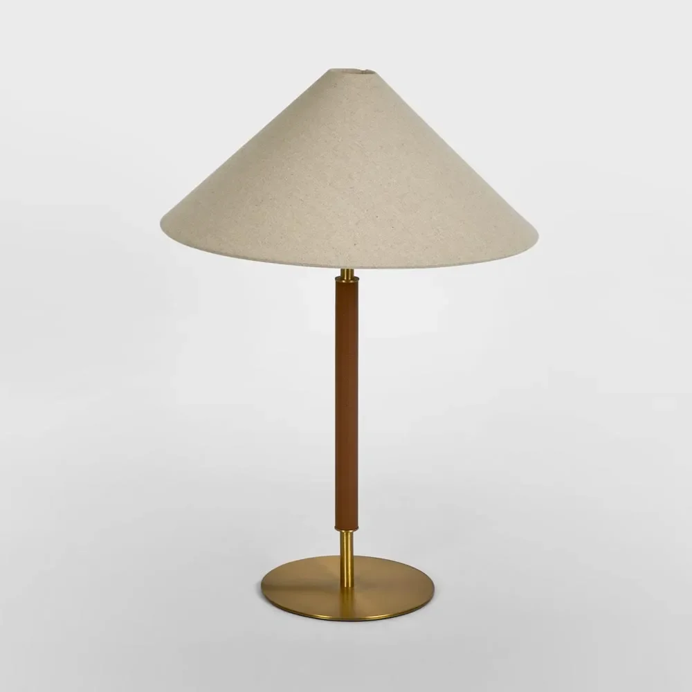 Leather and Brass Table Lamp