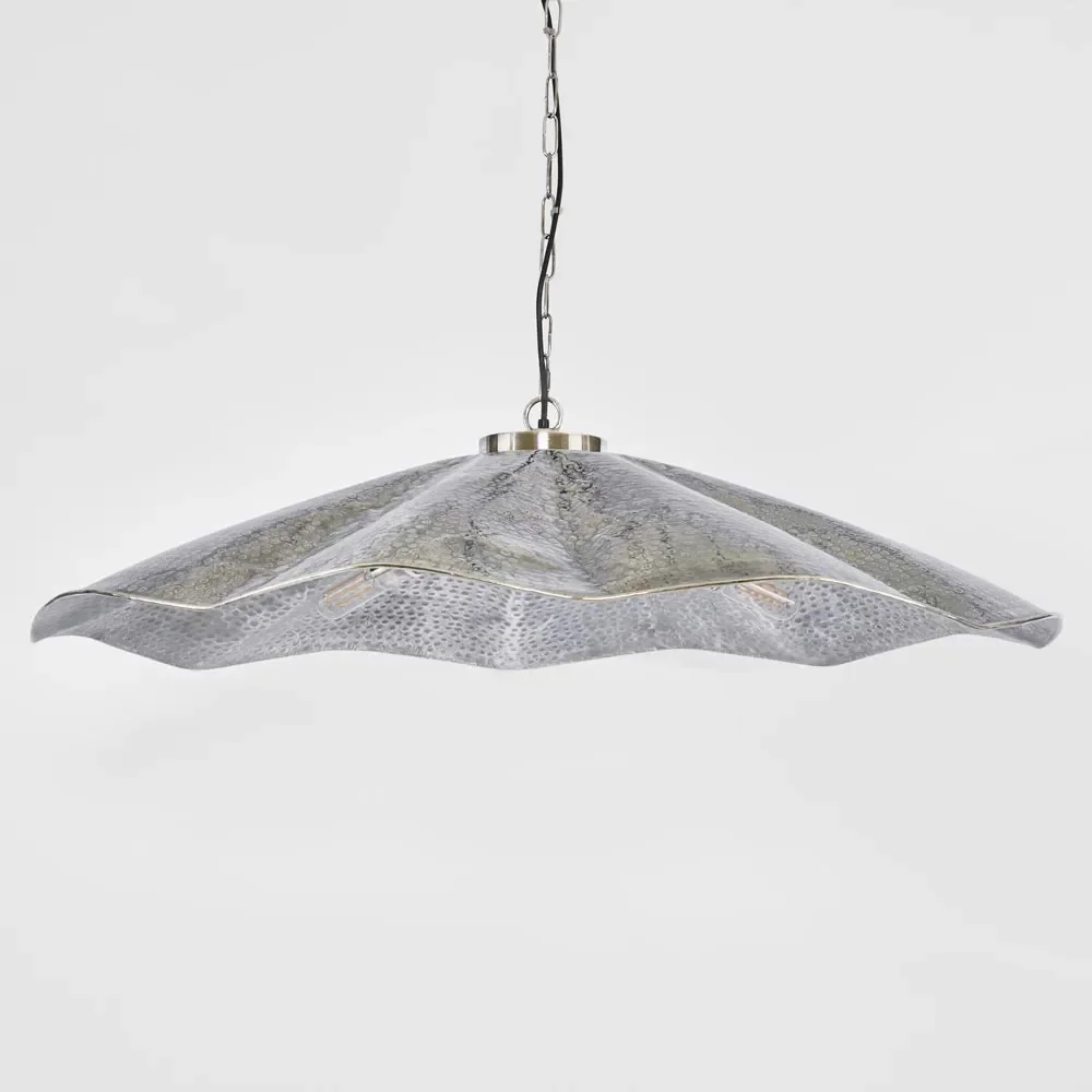 Antique Silver Hammered Pendant - Large