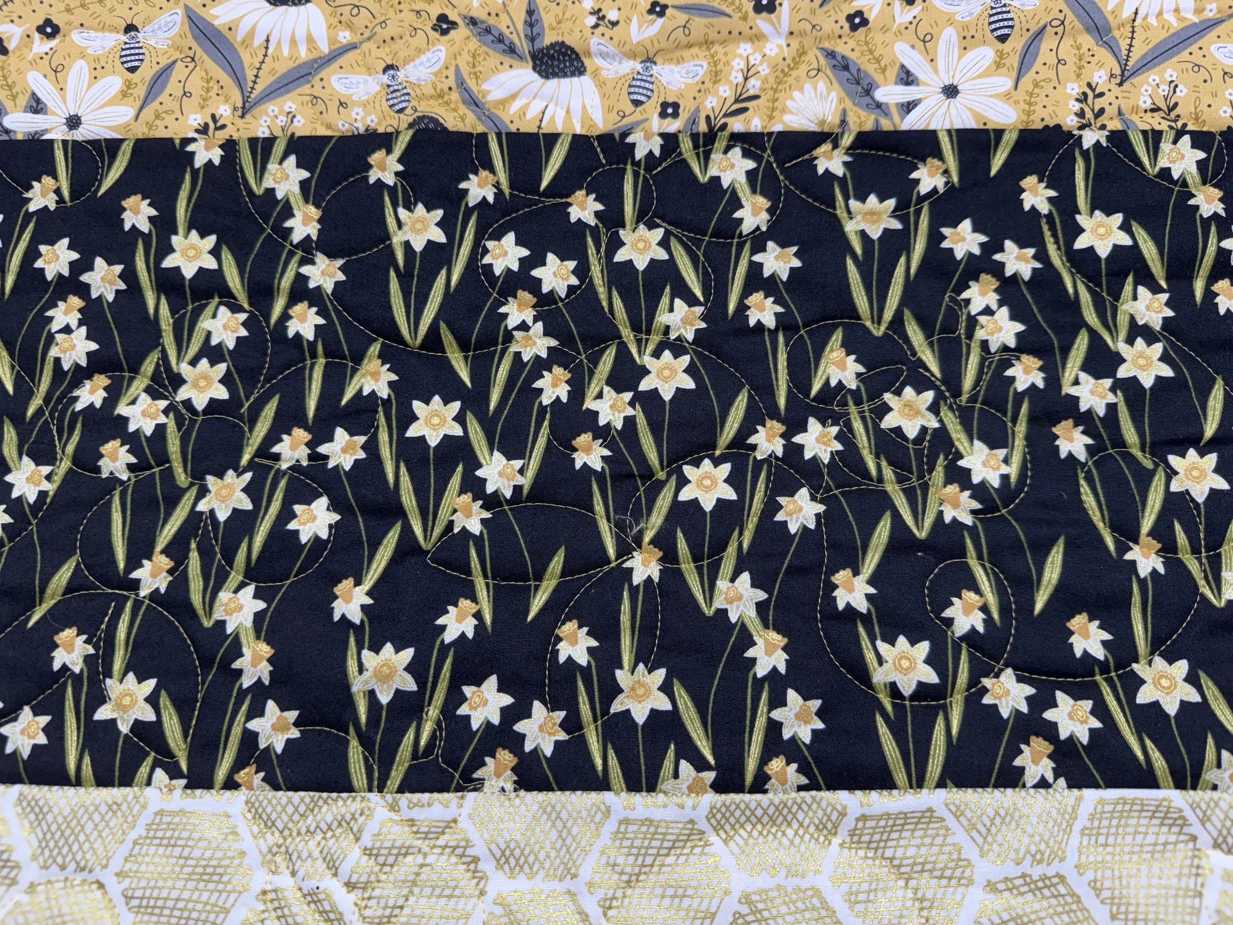 Metallic Fabric and Matte Thread