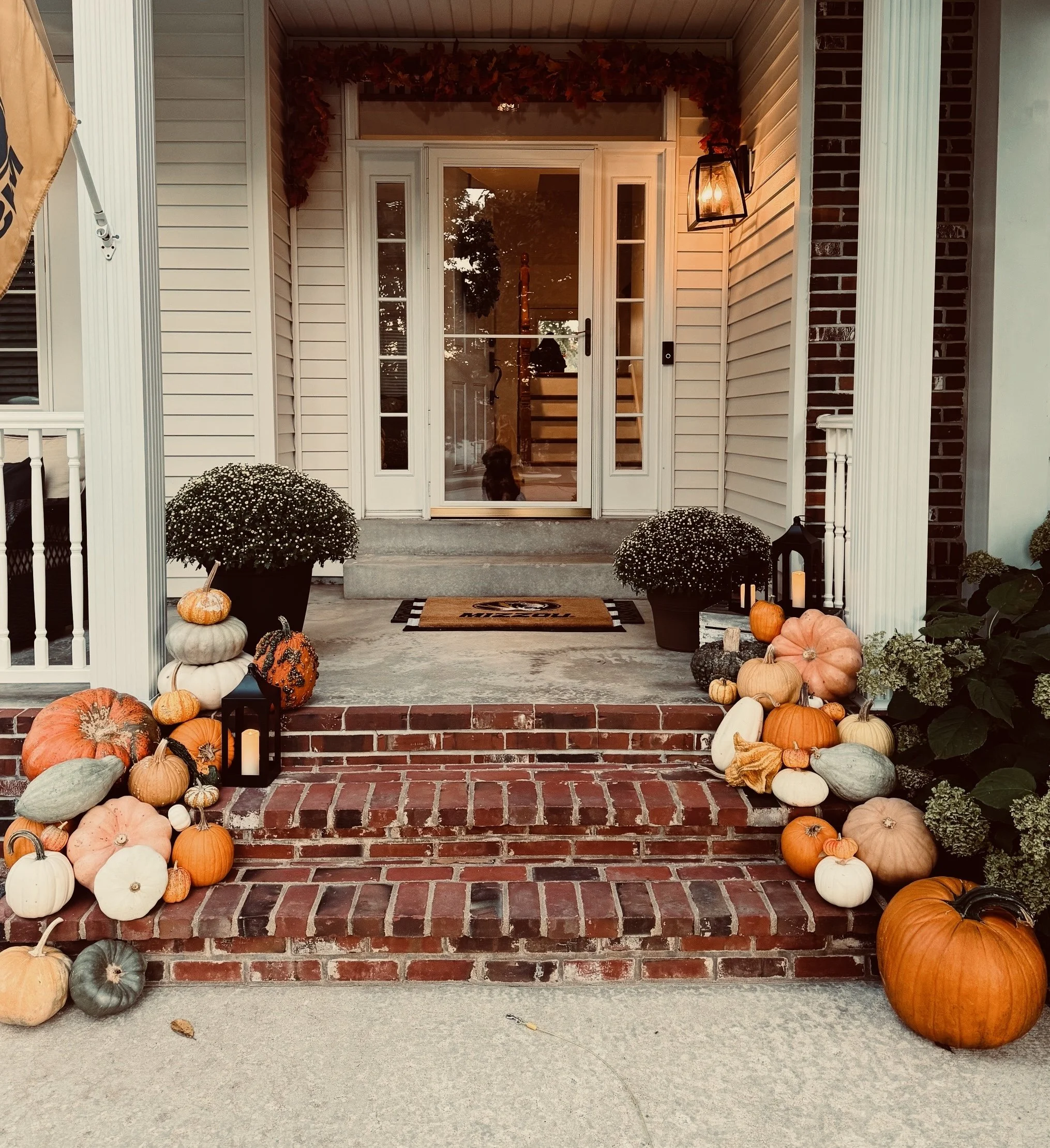 Fall Porch Design | Pumpkins | Pumpkin Displays | Fall Florals & Mums | Designs in Lake Saint Louis, MO
